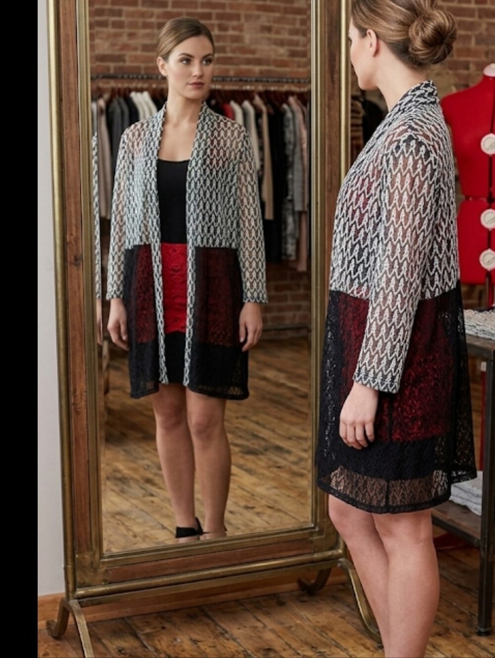 Kimono L open front open weave Alfred Dunner lightweight